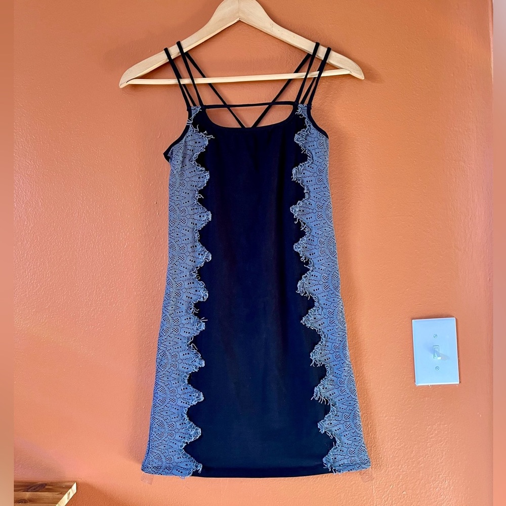Free People Black Grey Strappy Bodycon Dress, size small - Picture 1 of 6